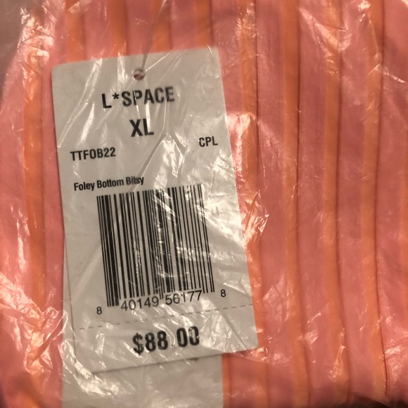 NWT L*Space Two Tone Foley Bikini Bottom Bitsy Cut in Coral Pink - Picture 6 of 8